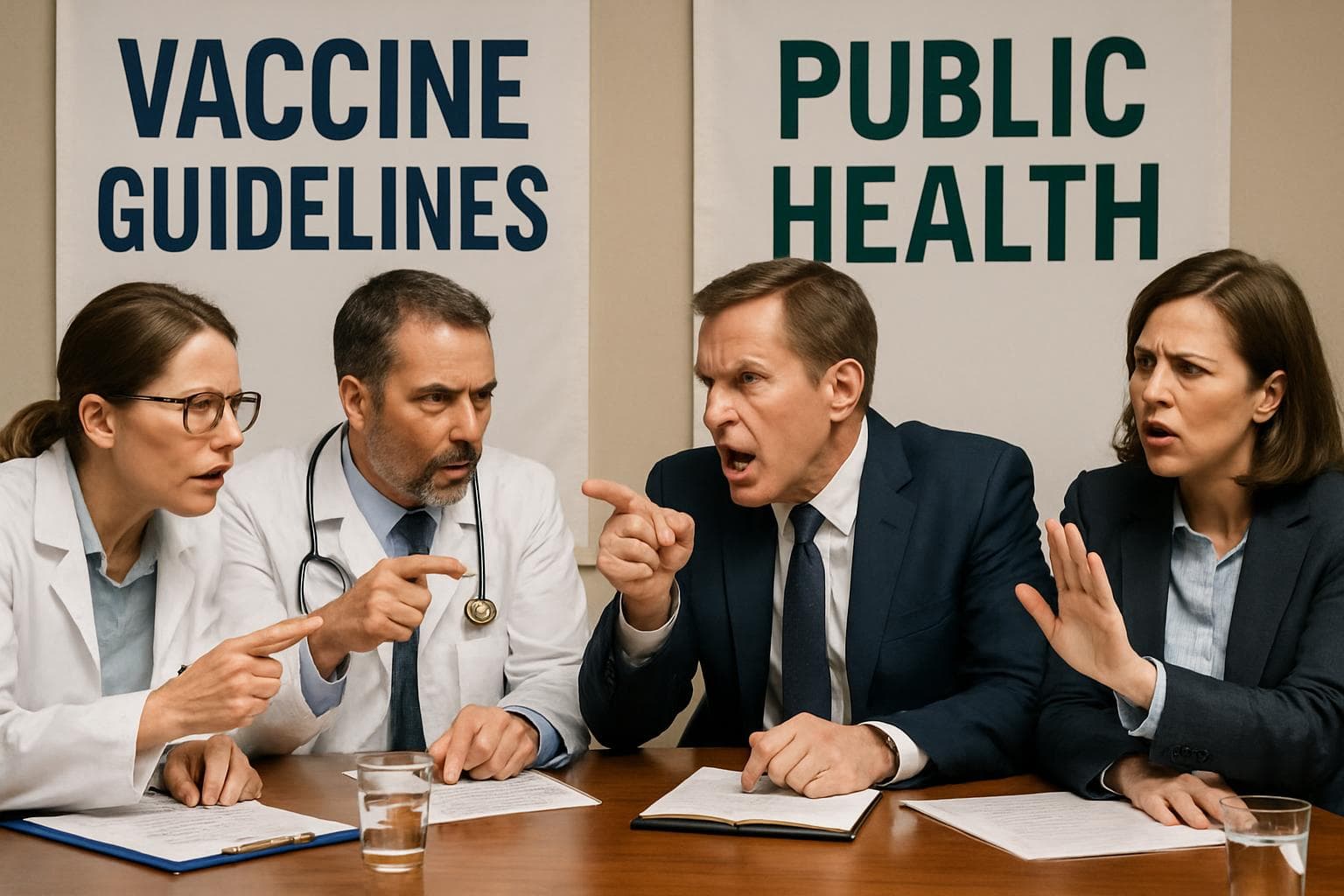 Health officials and government representatives in a debate