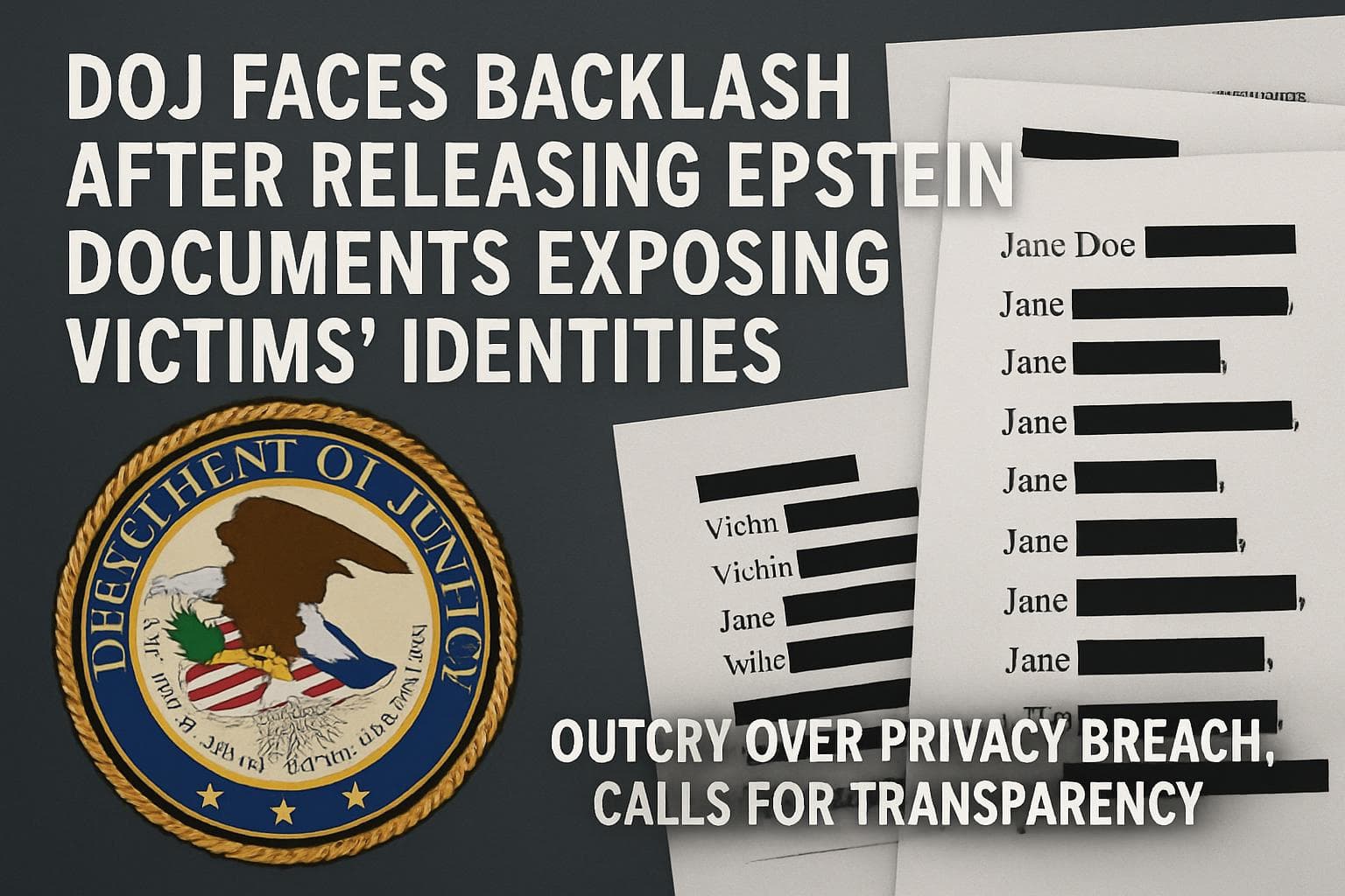Documents related to Jeffrey Epstein with sensitive information