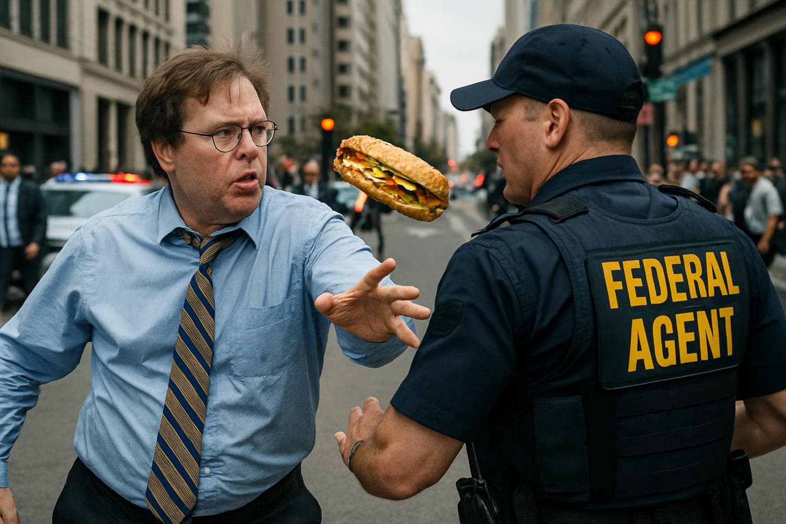 Former DOJ employee throws a Subway sandwich at a federal agent