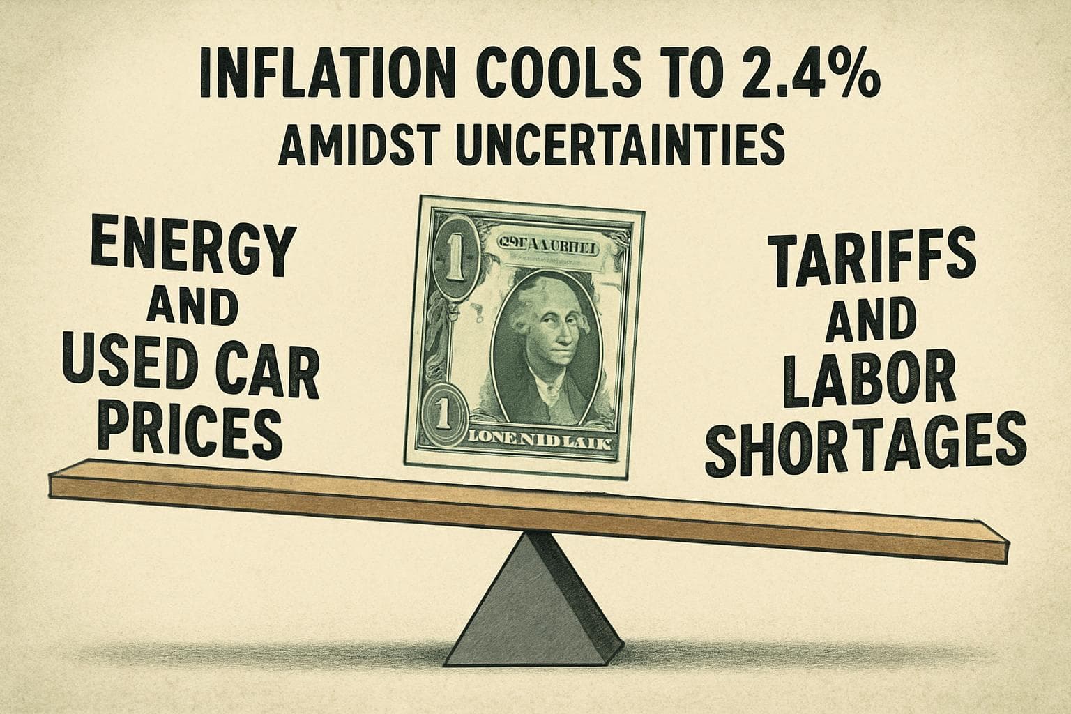 US dollar bill on a seesaw with economic factors