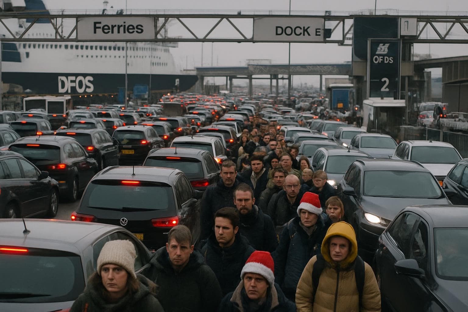 Long queues of cars at Port of Dover due to delays