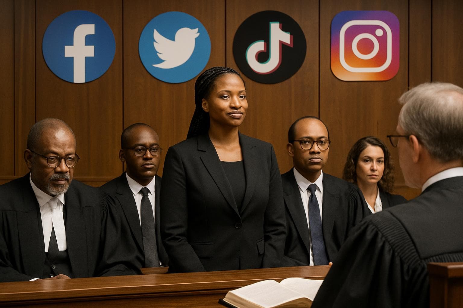 Duduzile Zuma-Sambudla in courtroom with legal team and judge