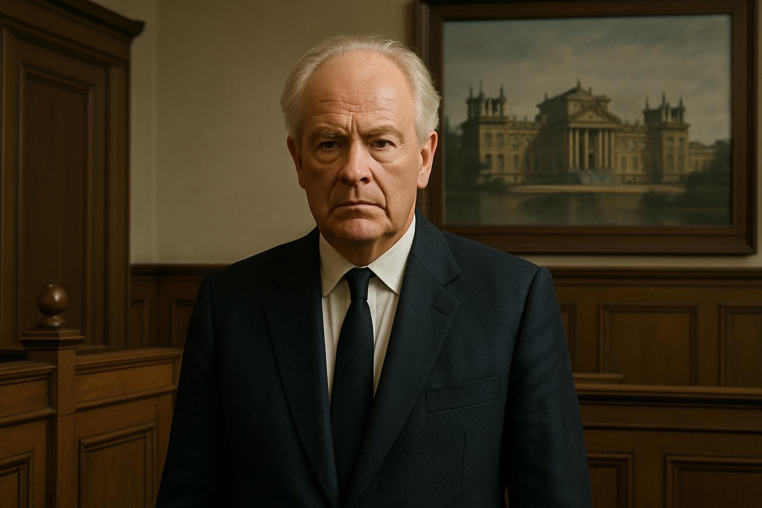 Duke of Marlborough in courtroom with Blenheim Palace