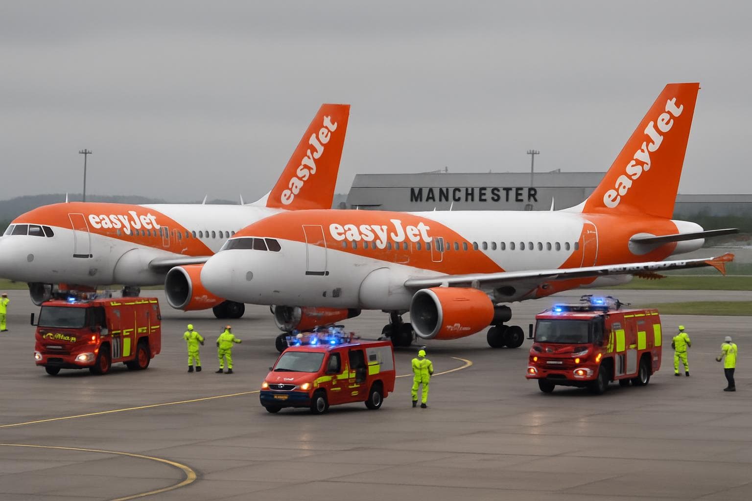 Two EasyJet planes with wing tip damage at Manchester Airport