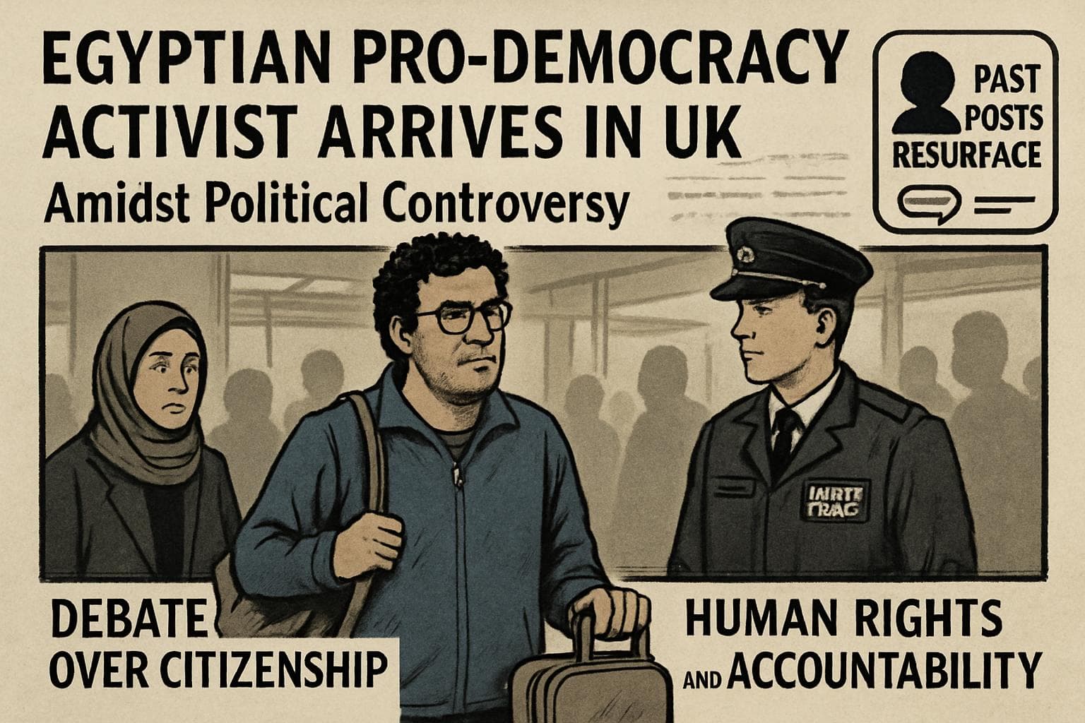 Egyptian activist arriving in the UK amid political debate