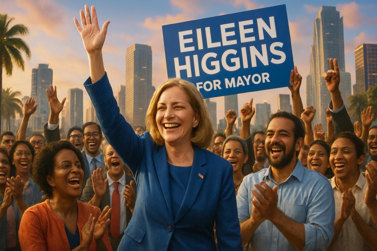 Eileen Higgins celebrating her election as Miami mayor