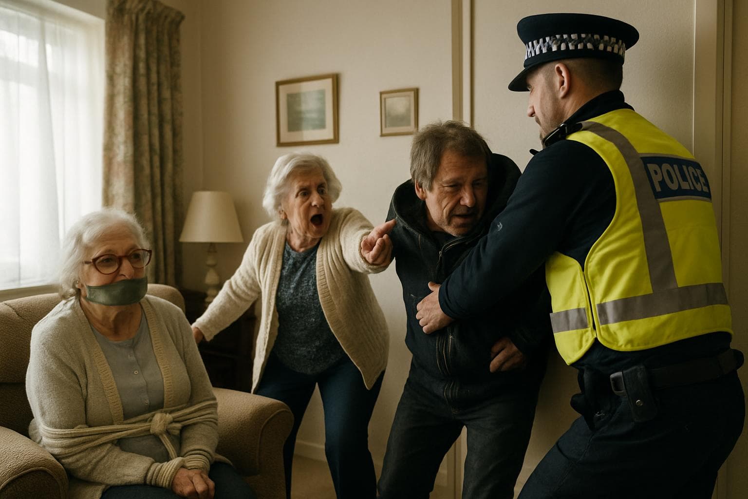 Elderly woman tied up during a robbery in her home