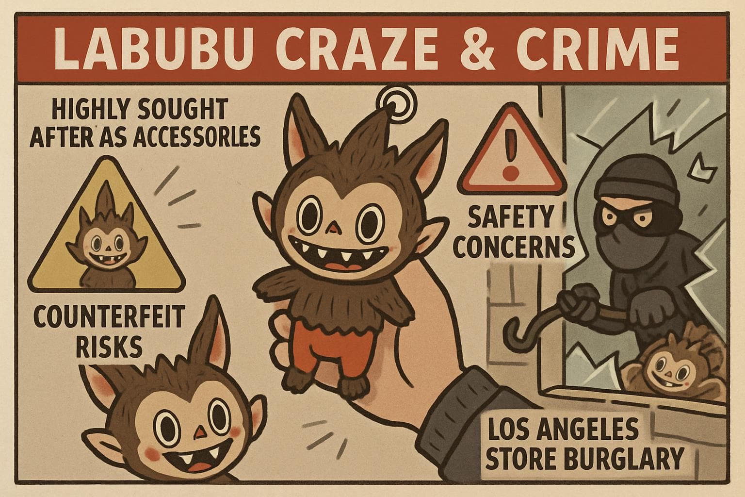 Elf-like Labubu dolls on display in a store