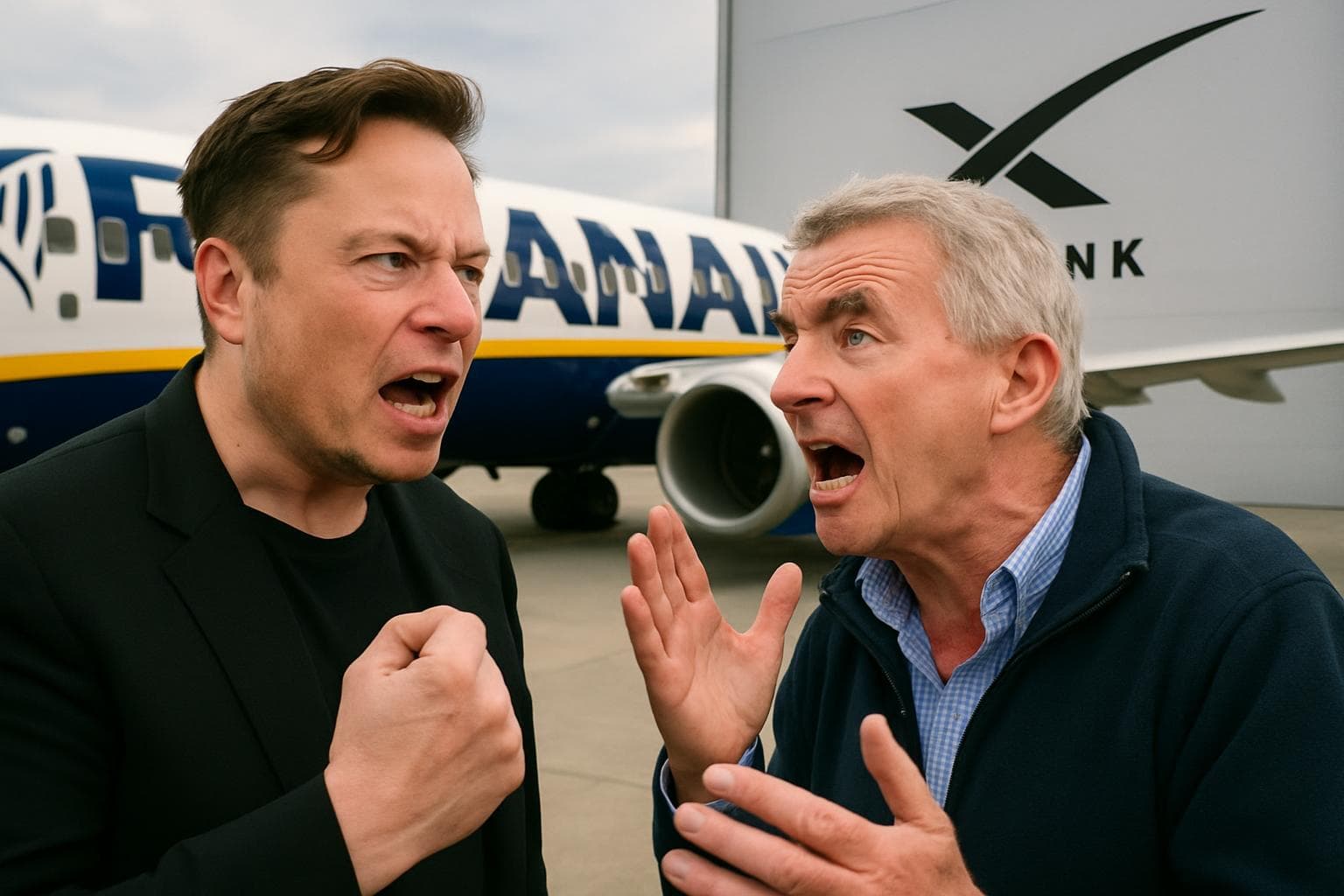 Elon Musk and Michael O'Leary in a public debate