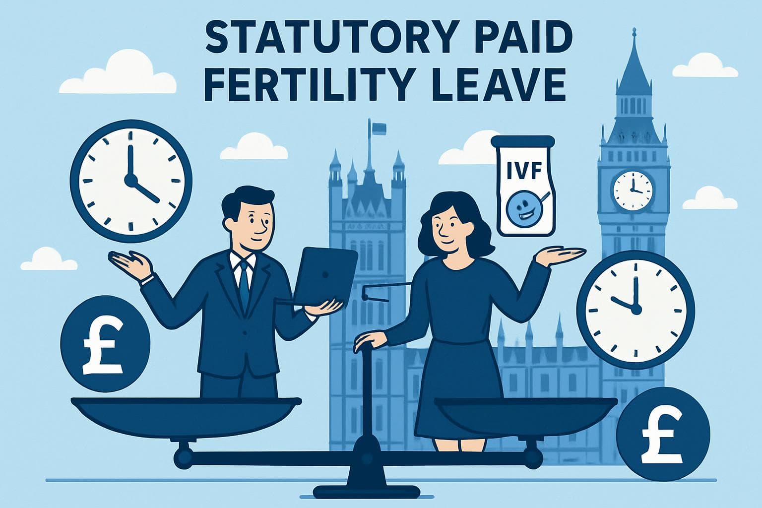 Employees balancing work and IVF with UK Parliament in background