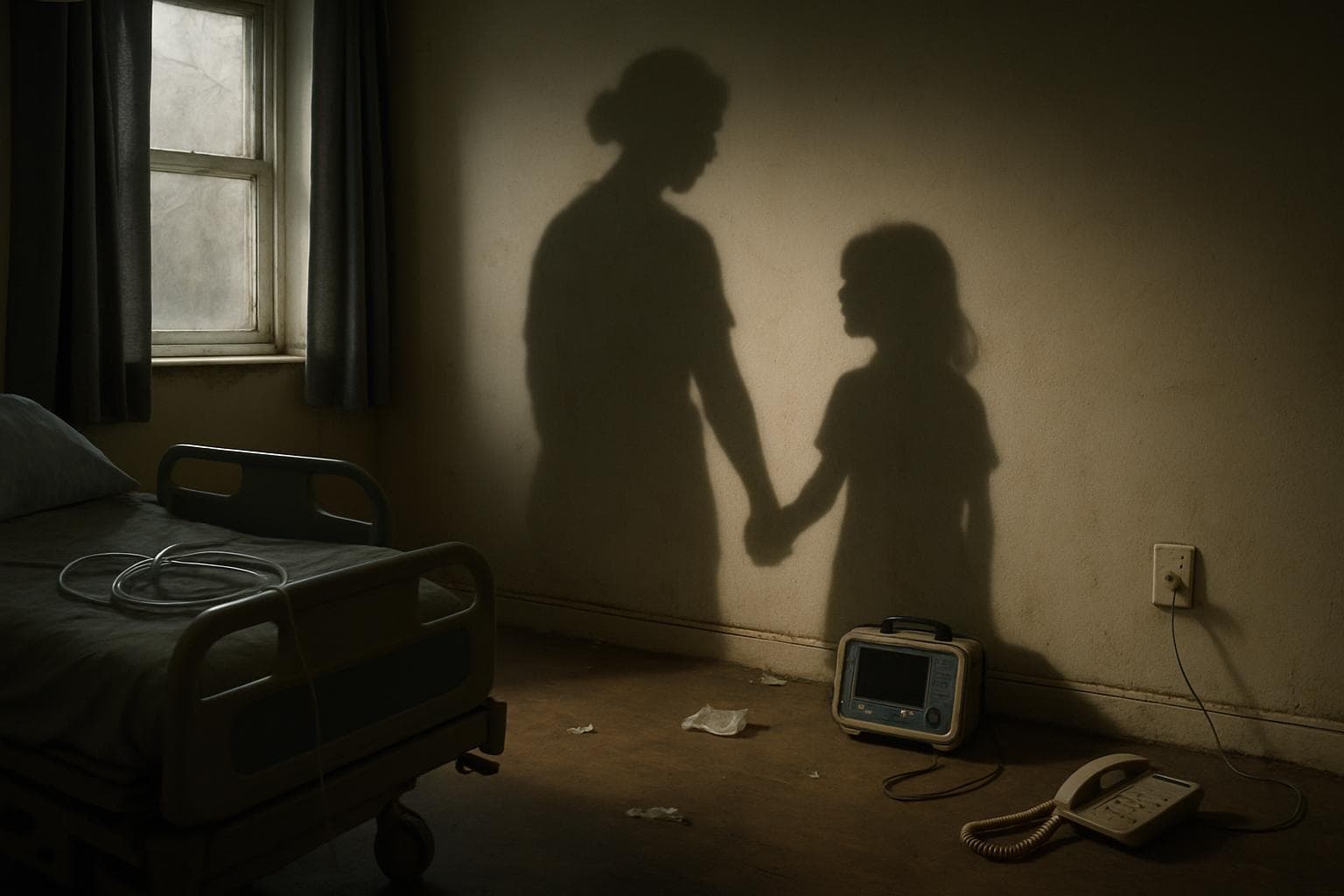 Empty Nottingham home with shadows of a mother and daughter