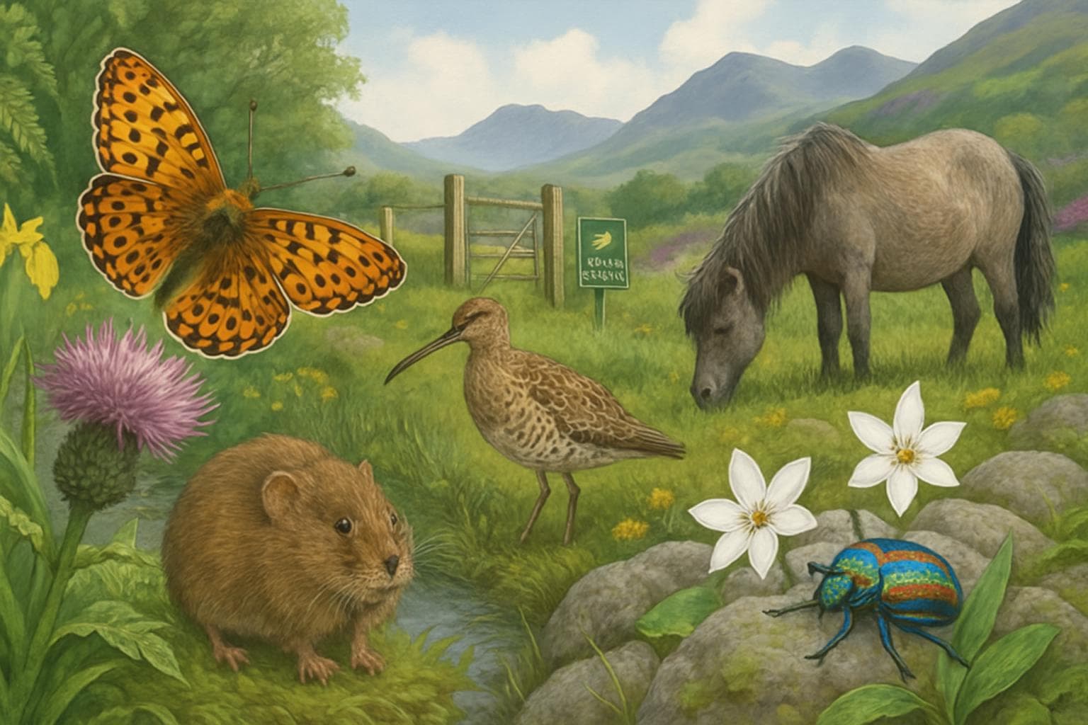 Endangered Welsh species in natural habitats with conservation efforts