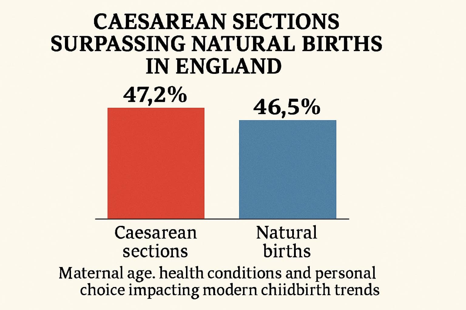 Comparison of caesarean sections and natural births in England