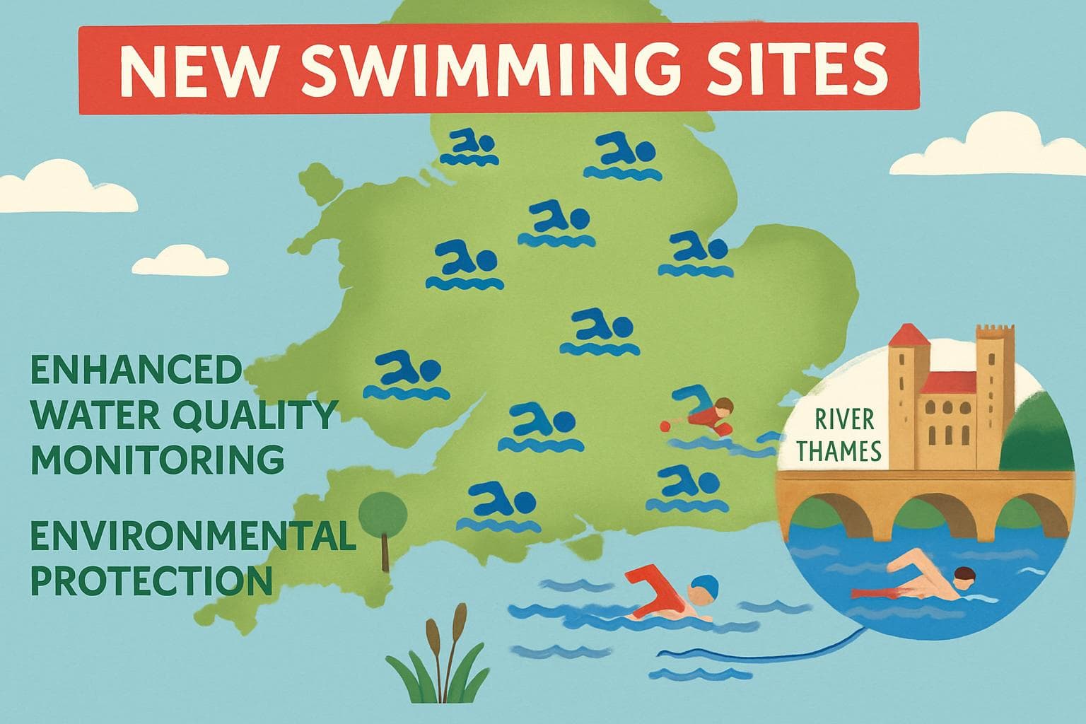 Illustration of proposed swimming sites on the River Thames