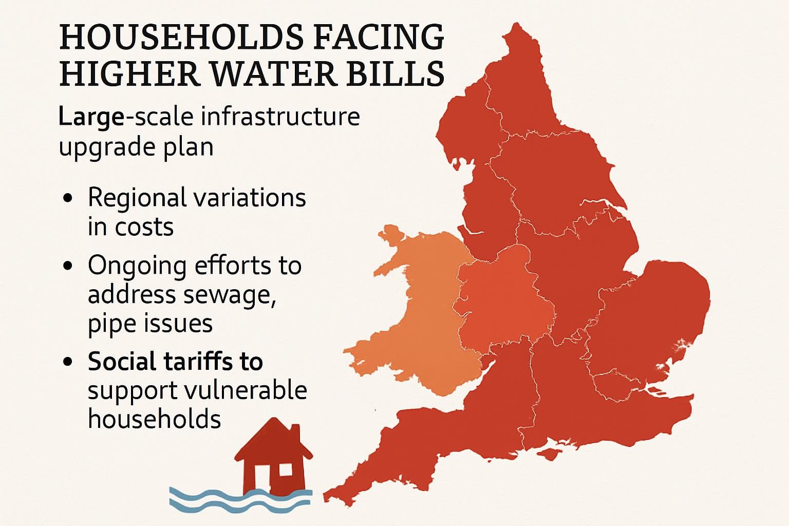 Households in England and Wales with varying water bills