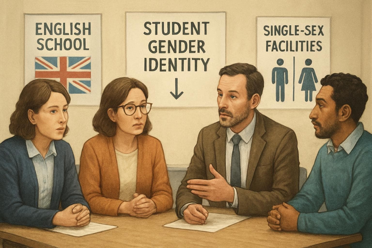 Teachers and parents discussing student's gender identity in school