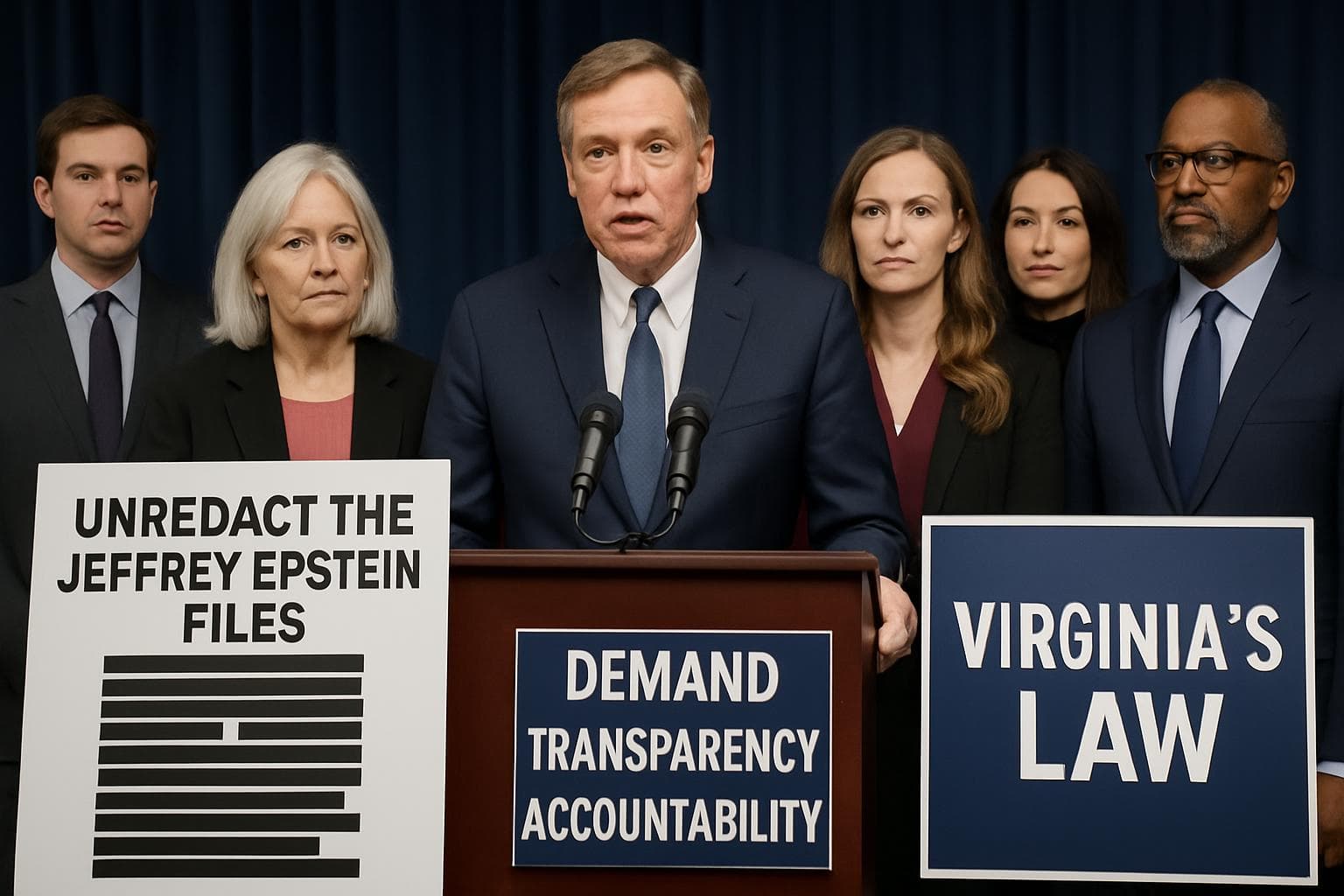 Lawmakers and advocates discussing Epstein files transparency