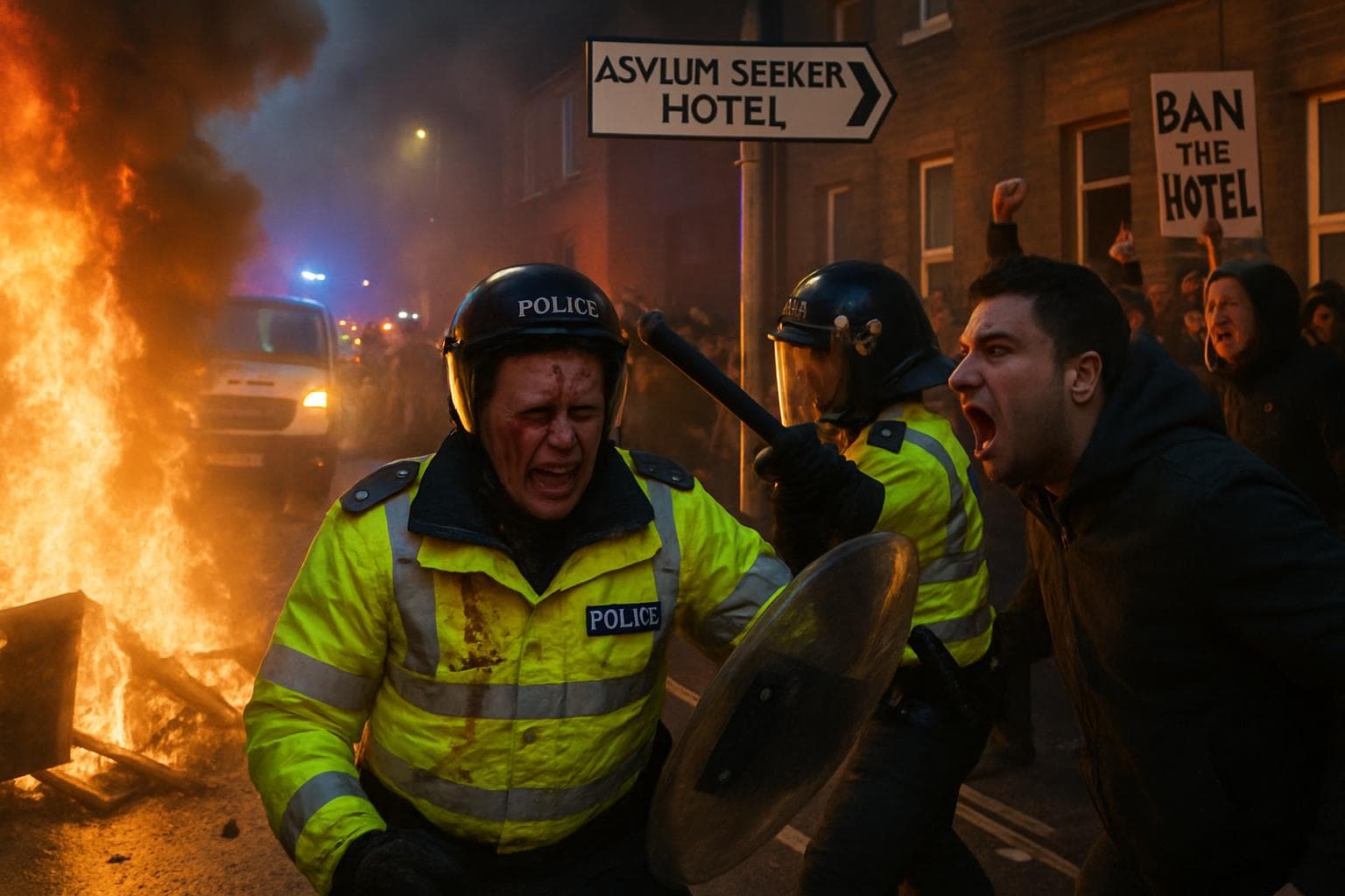 Protests outside an asylum seeker hotel in Essex turn violent