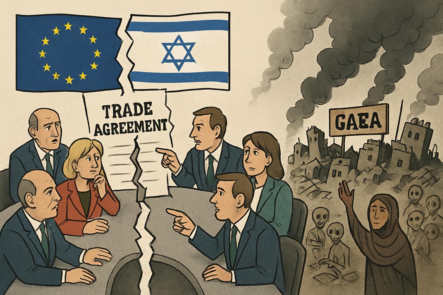 European Union meeting discussing Israel trade agreement