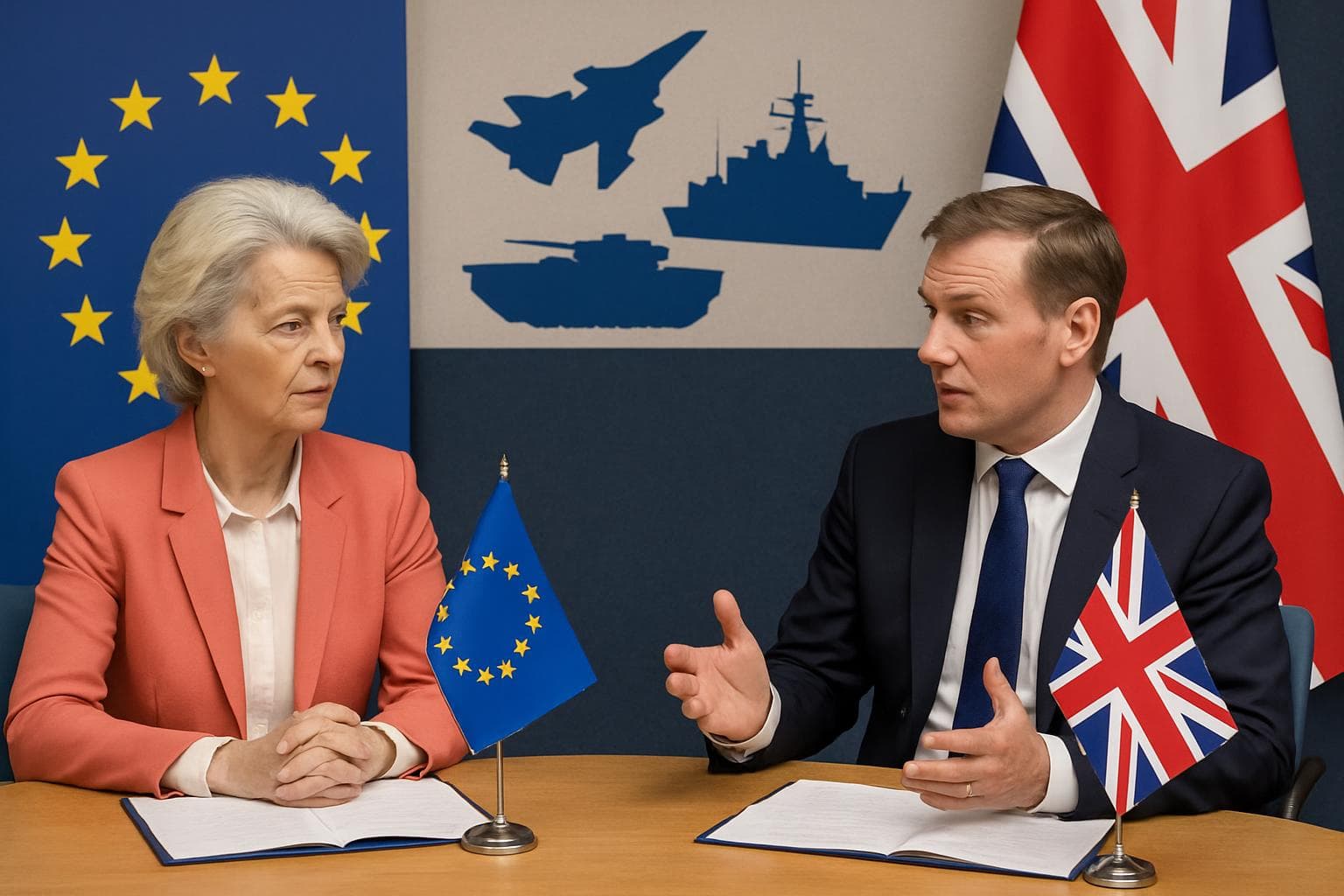 European Union and United Kingdom flags together