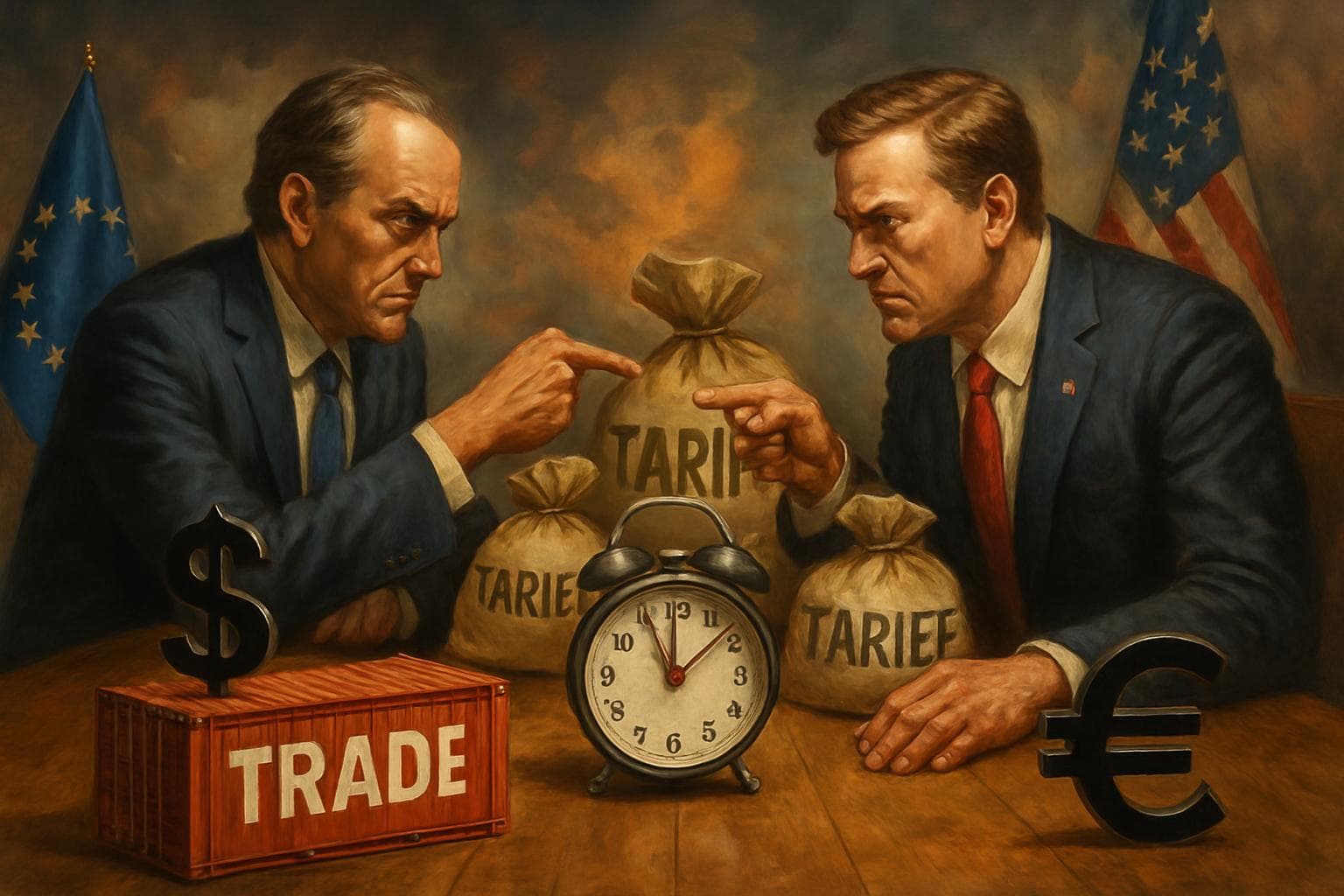 EU and US representatives negotiating trade at a table