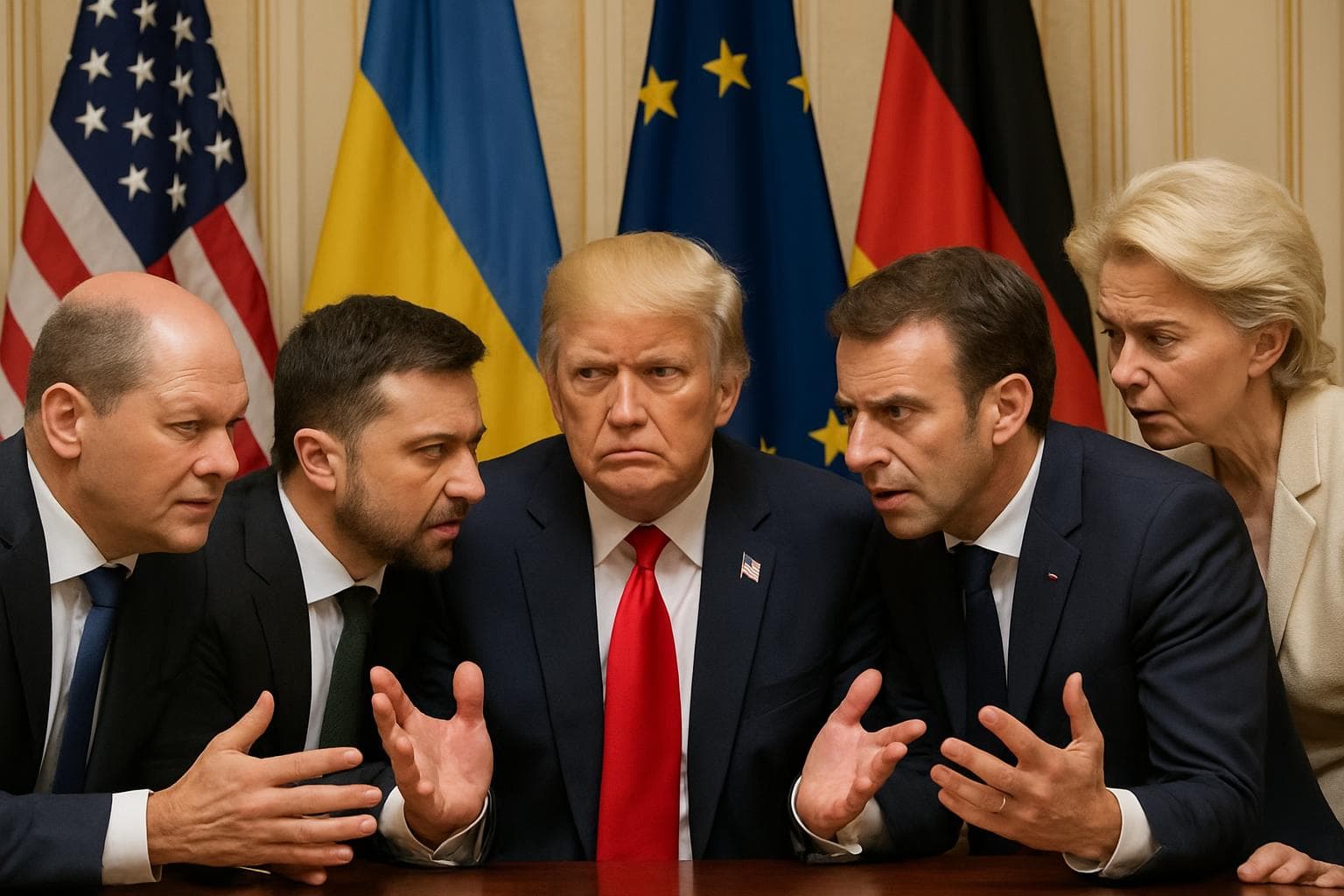 European leaders with Trump discussing Ukraine support