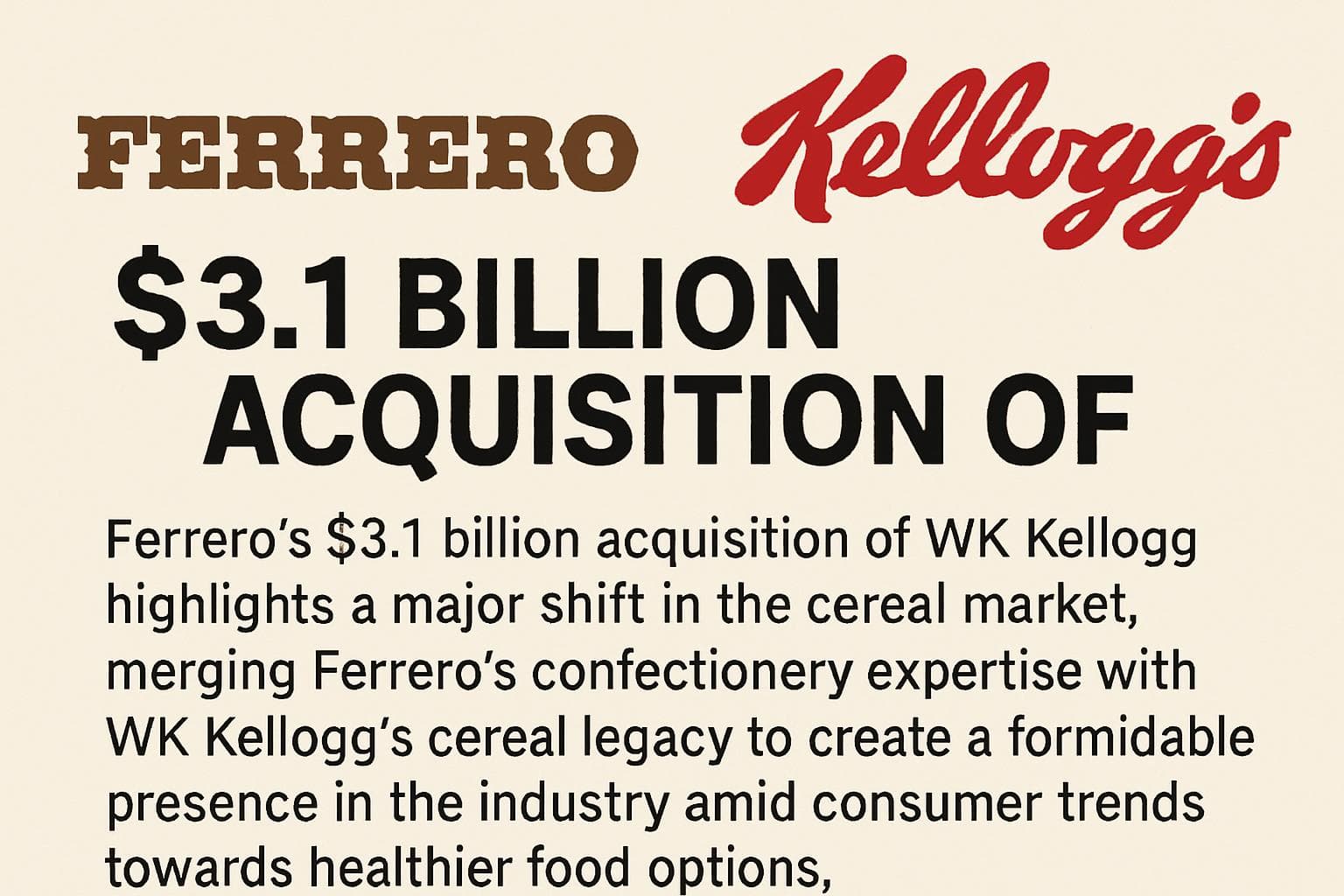 Ferrero and WK Kellogg logos representing acquisition
