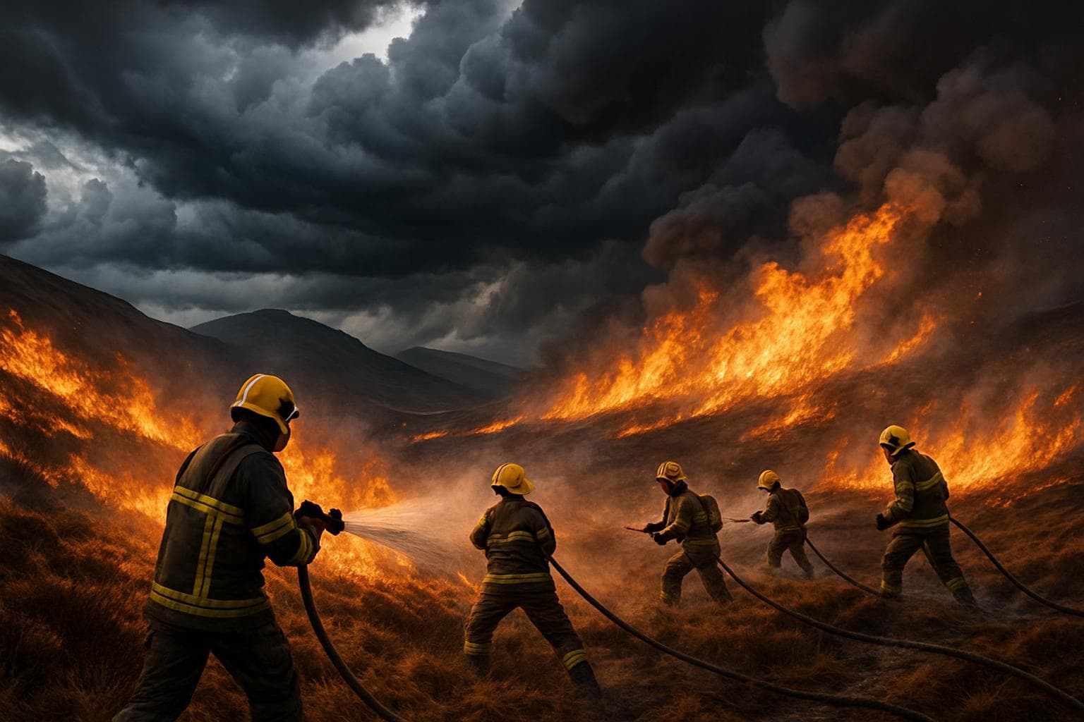 Firefighters battling wildfires in the Scottish Highlands