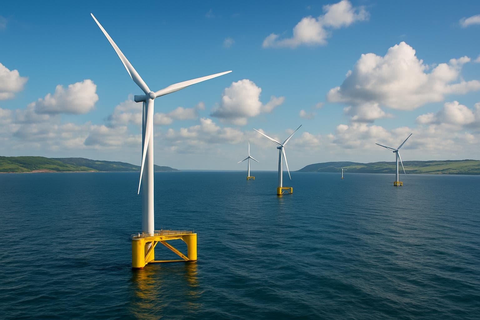 Floating wind turbines off the coasts of south Wales and England