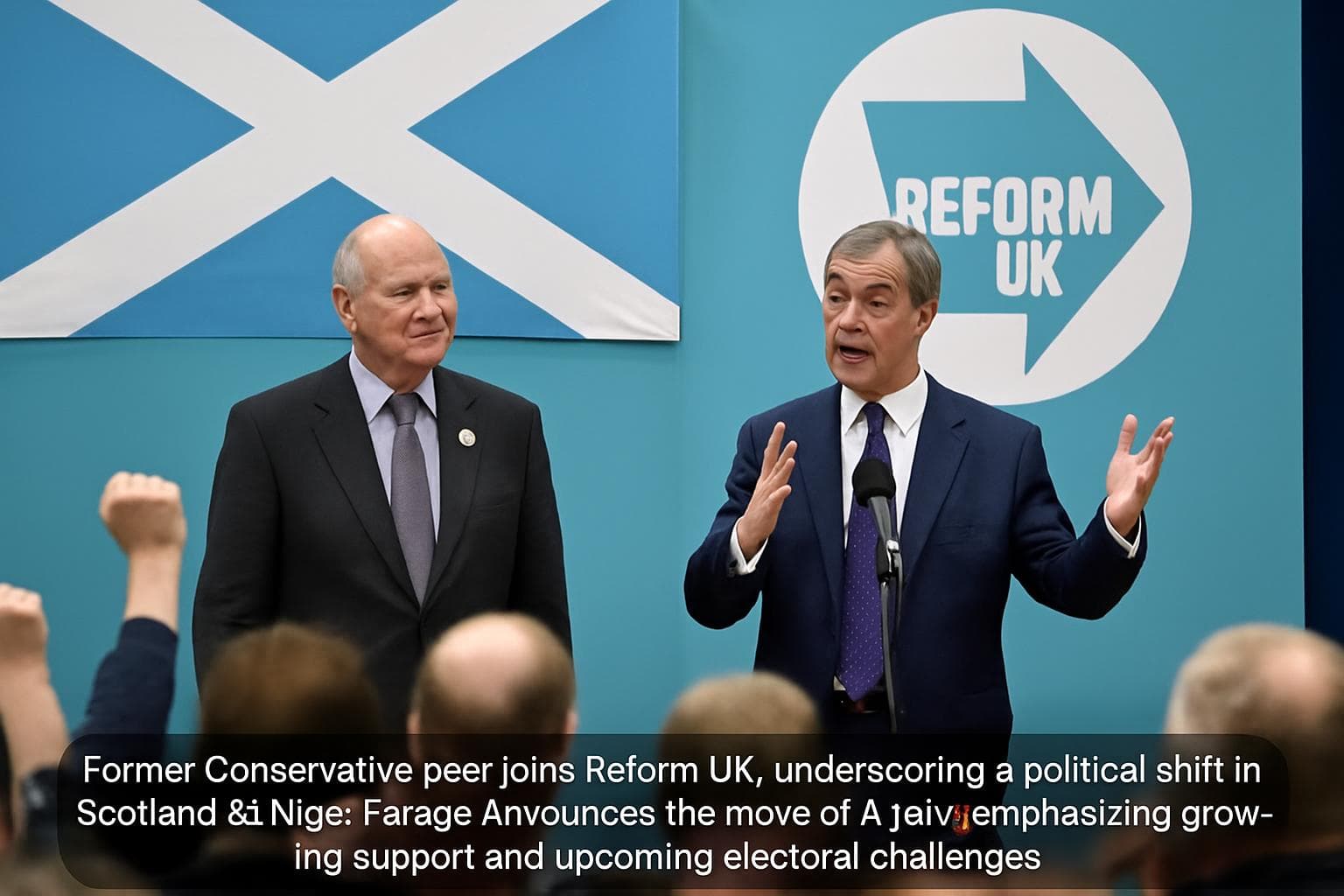 Nigel Farage at a rally announcing political shift