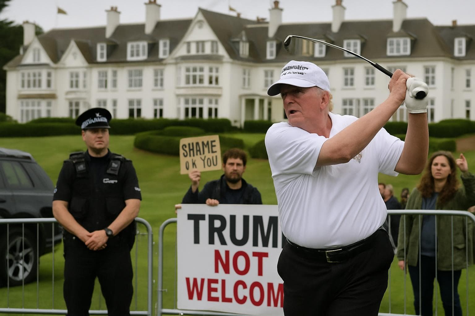 Former US President golfing at a Scottish resort