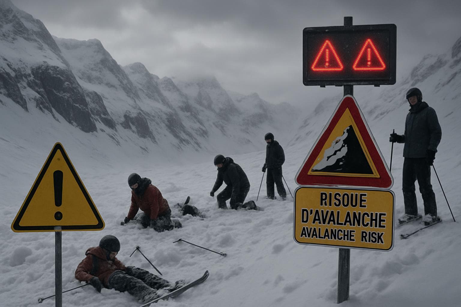 Skiers in the French Alps amid high avalanche risk alerts