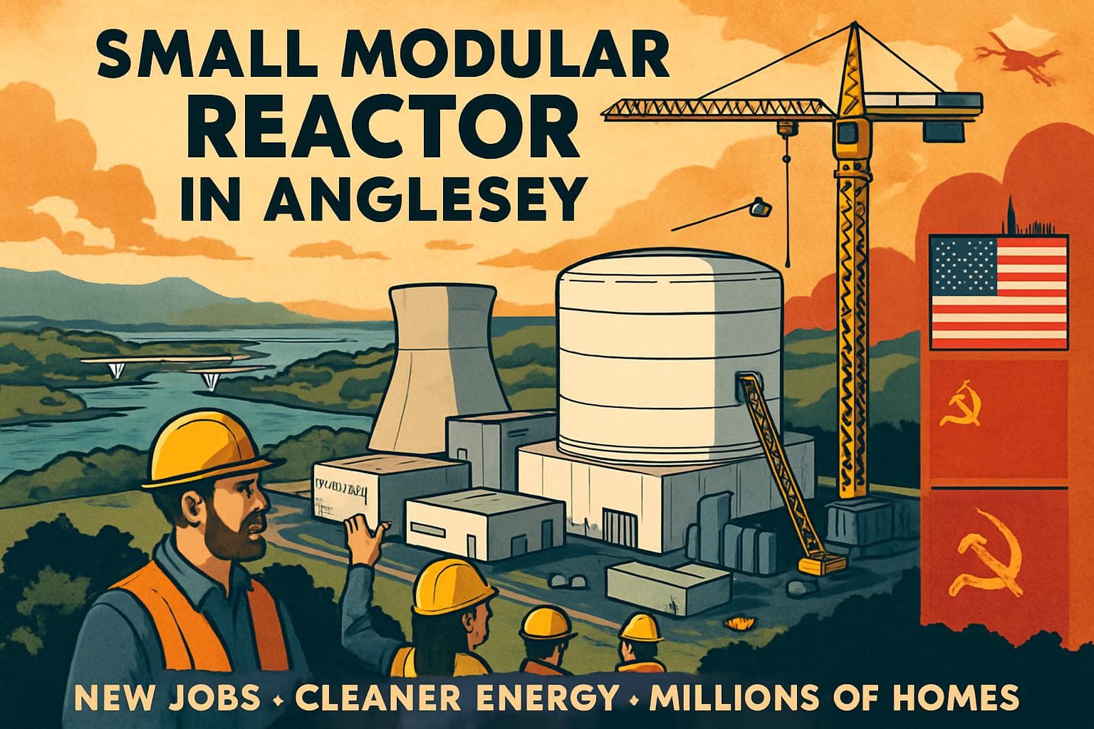 Futuristic modular reactor construction on Anglesey island