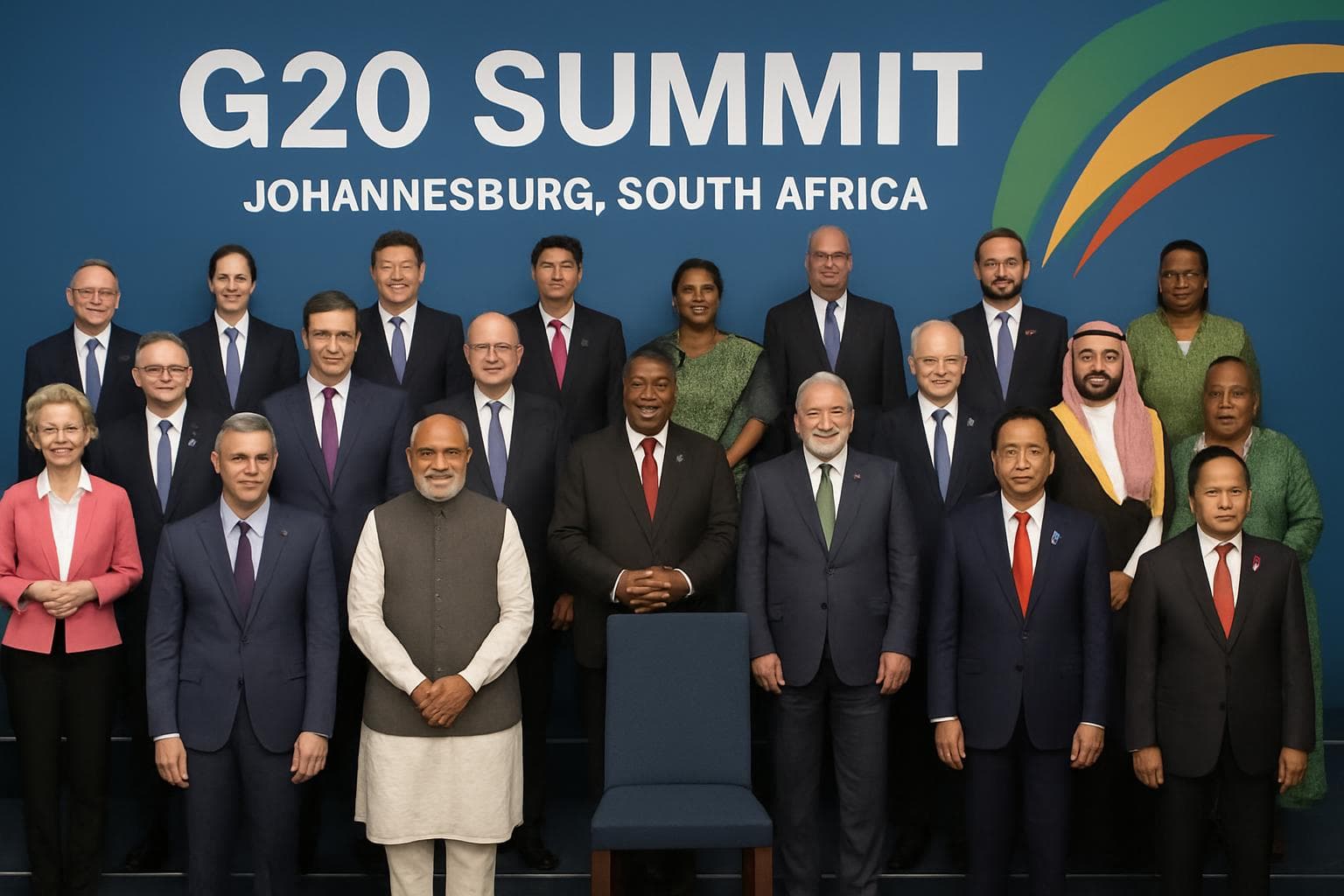 World leaders at G20 summit with an empty chair