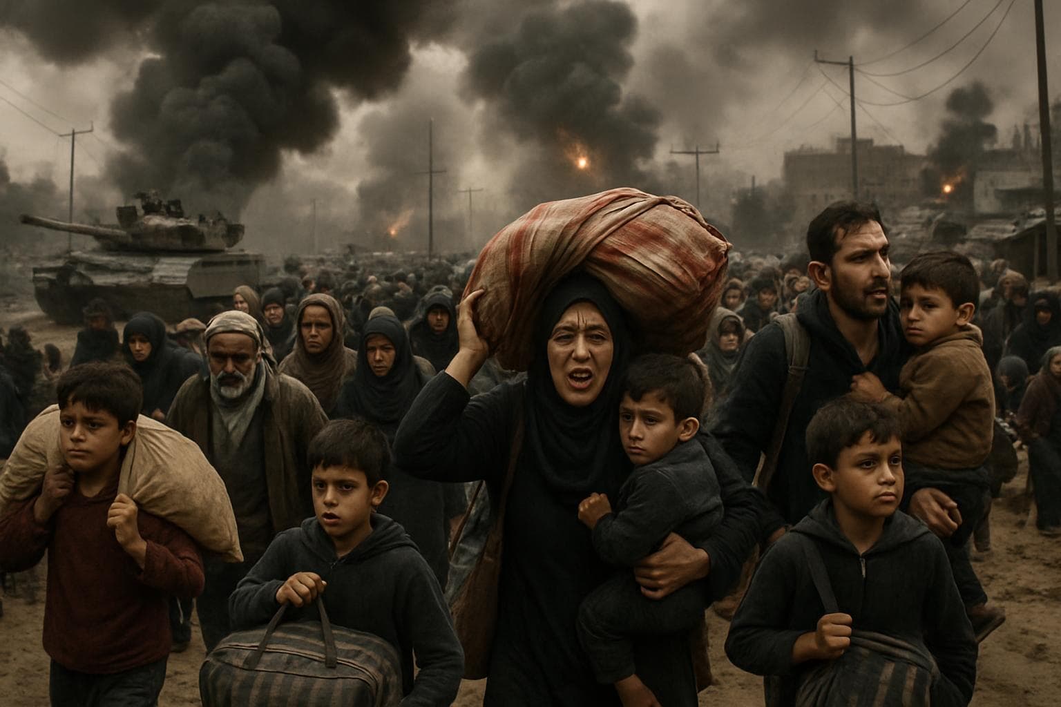 Families evacuating northern Gaza amidst military tensions