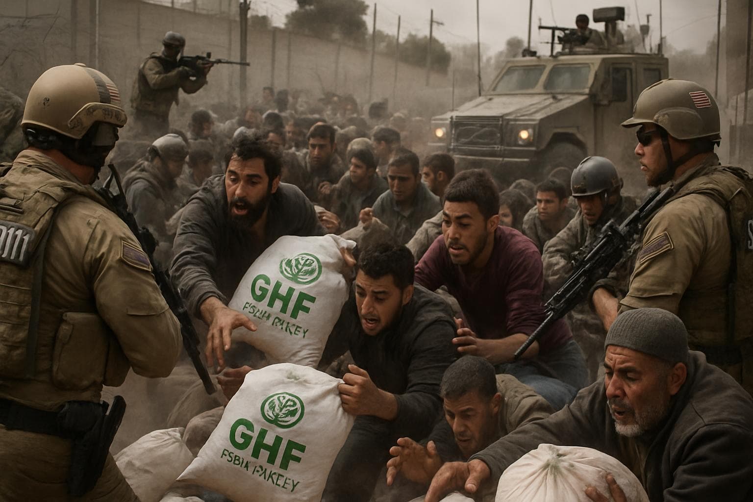 People scrambling for food aid in Gaza under security watch