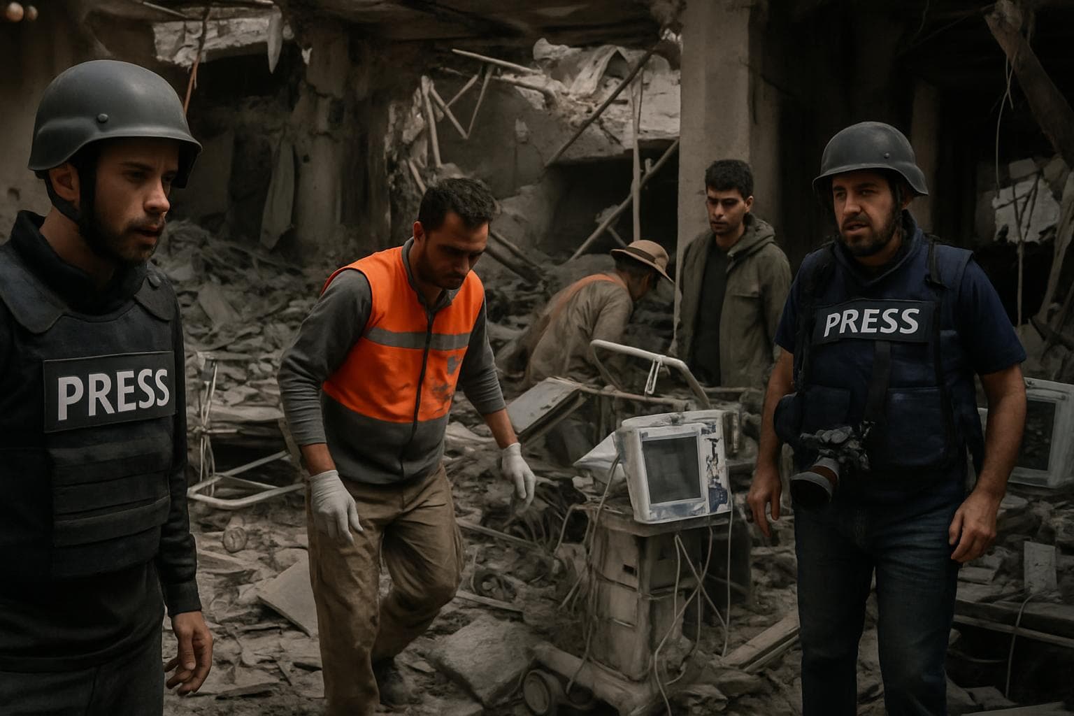 Rubble and damaged equipment at Gaza hospital after airstrike