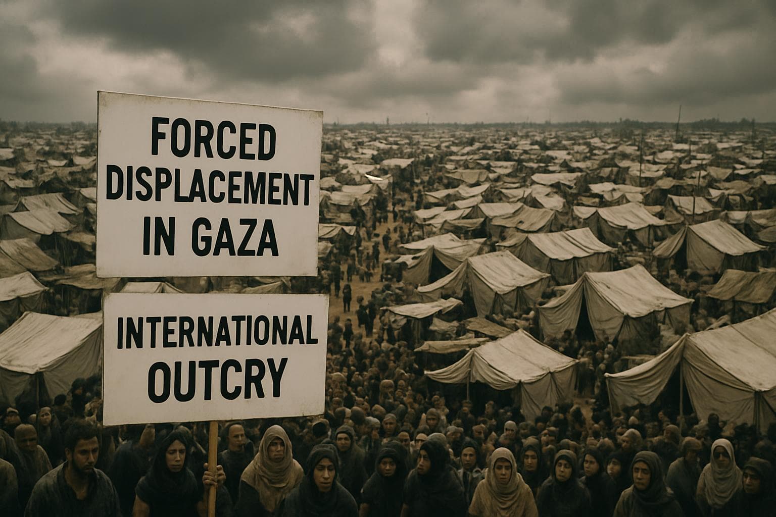 Densely populated humanitarian camp in Gaza