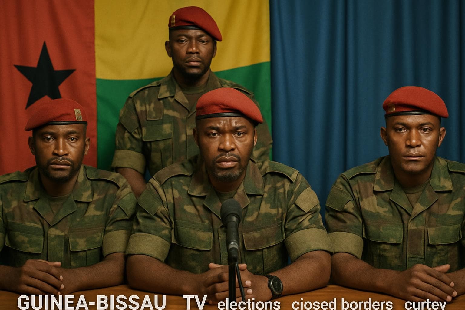 Military officers in Guinea-Bissau on state television