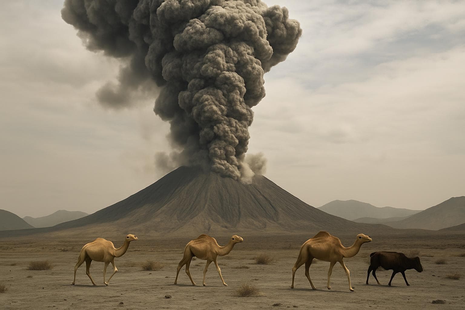 Volcanic ash plume rising from Hayli Gubbi volcano in Ethiopia