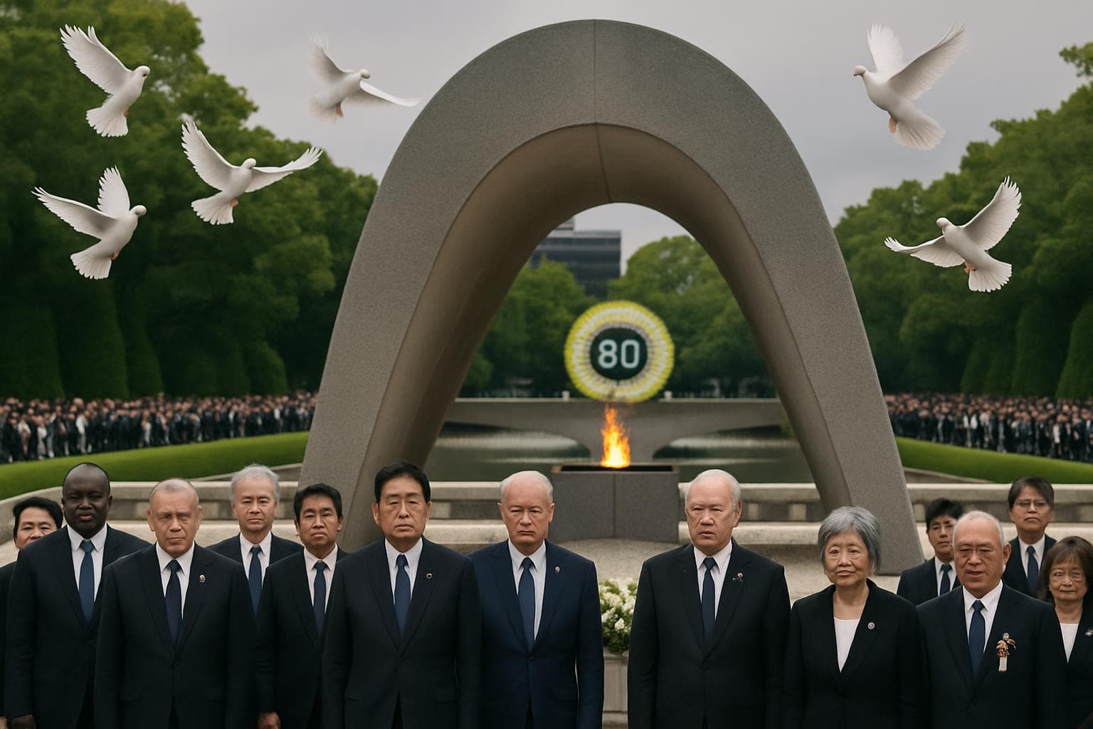 Global leaders and survivors at Hiroshima Peace Memorial Park