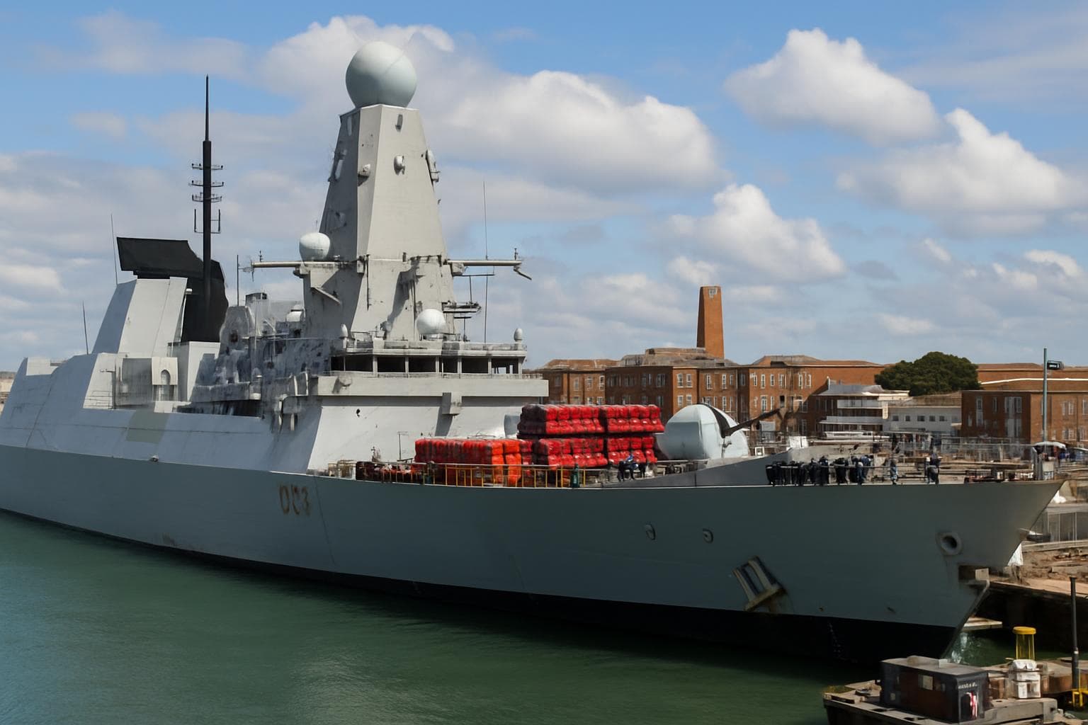 HMS Dragon Type 45 Destroyer in Portsmouth harbor