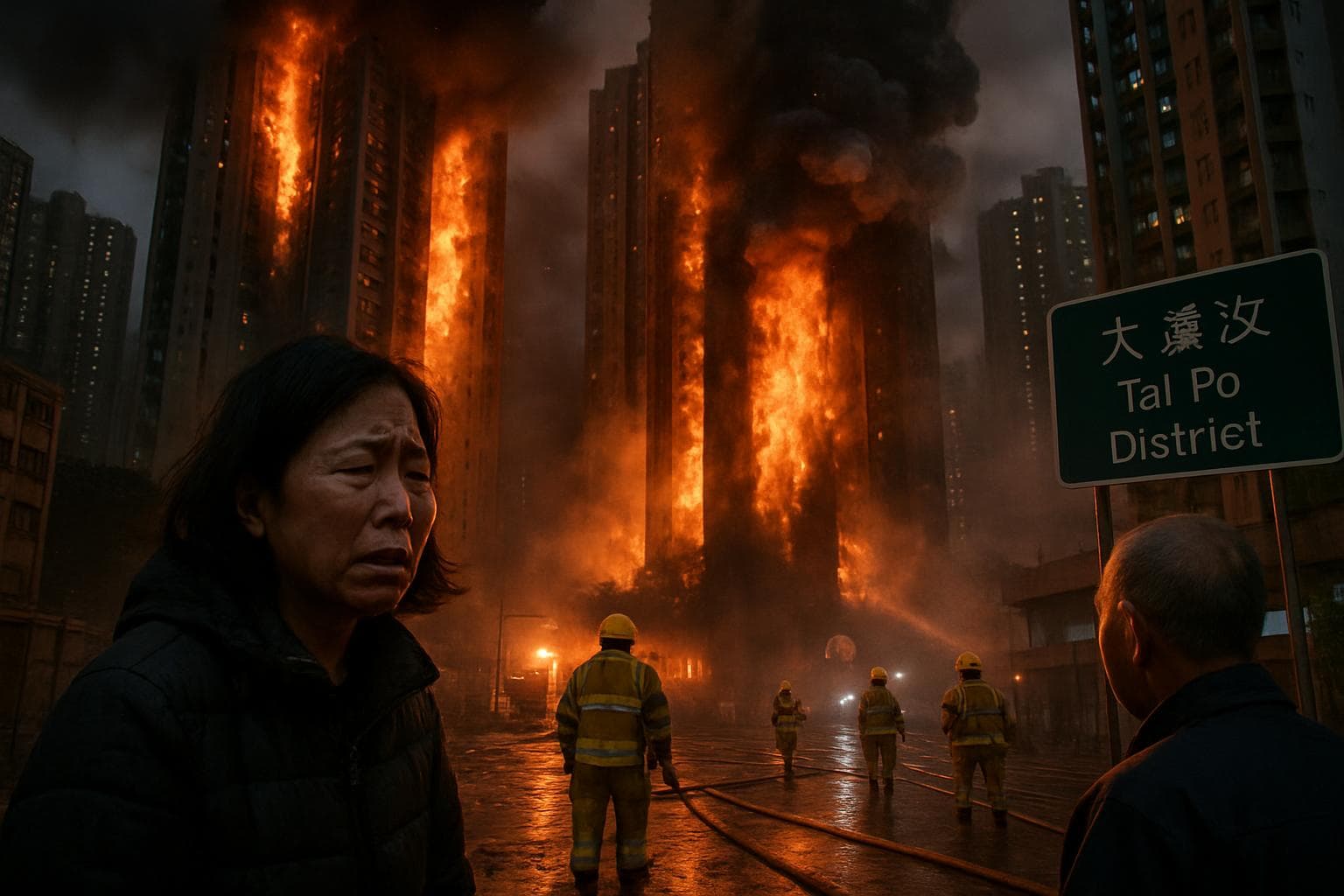 High-rise towers in Hong Kong engulfed in flames
