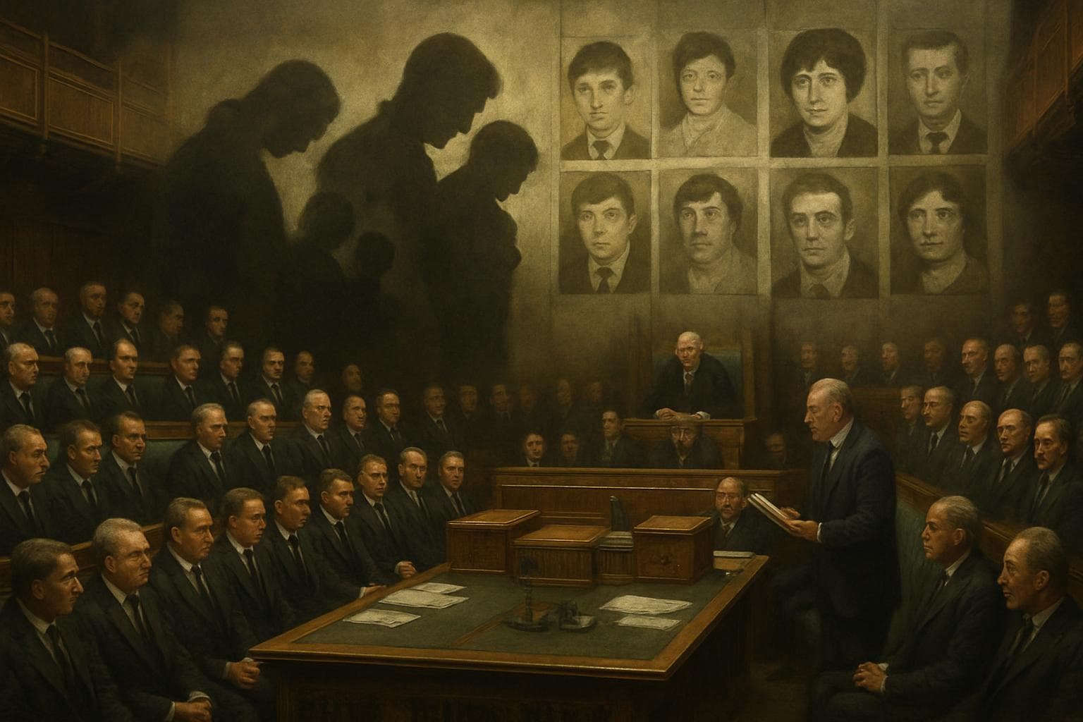 House of Commons debate with Northern Ireland Troubles backdrop