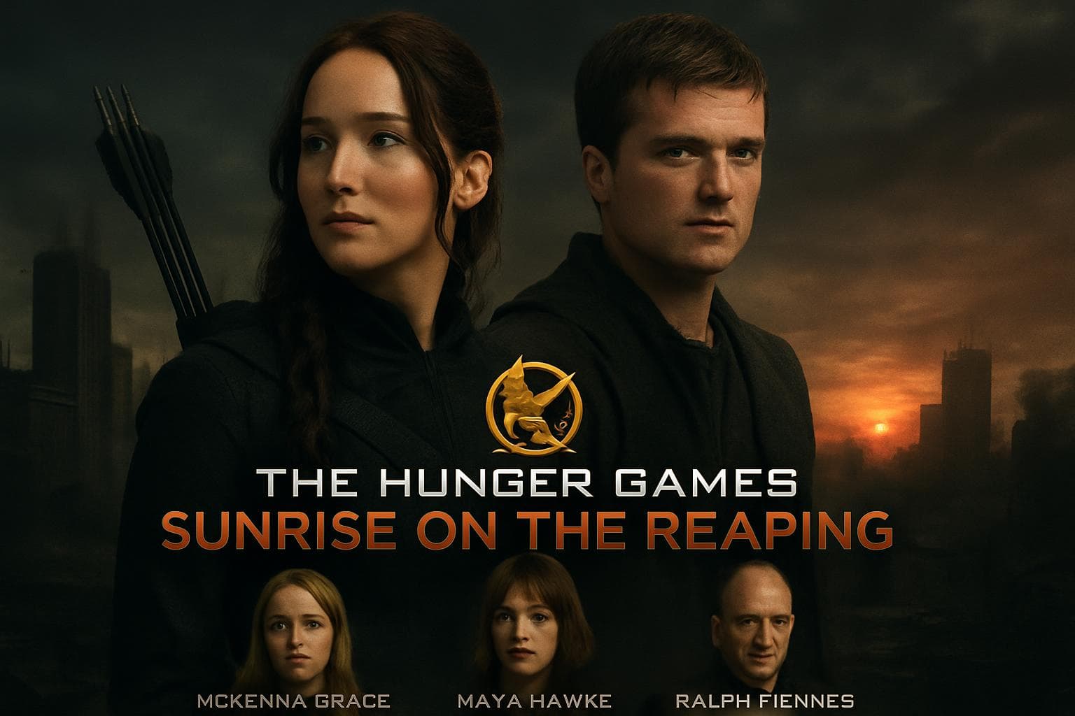 Jennifer Lawrence and Josh Hutcherson as Katniss and Peeta