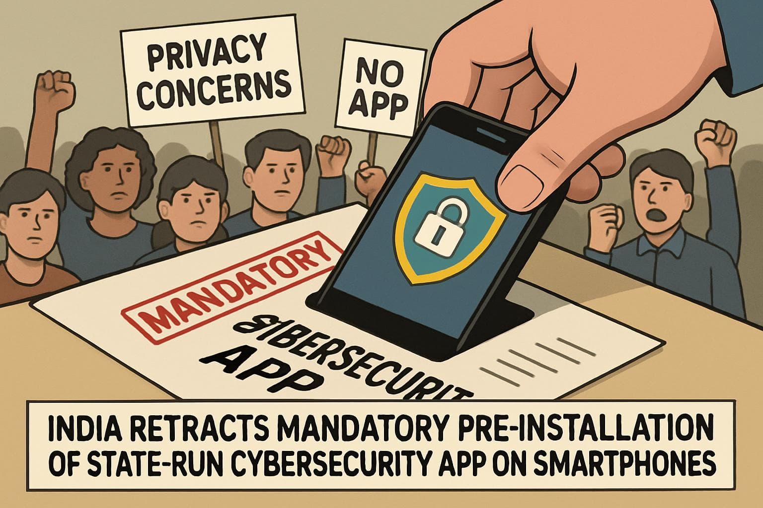 Smartphone with cybersecurity app notification