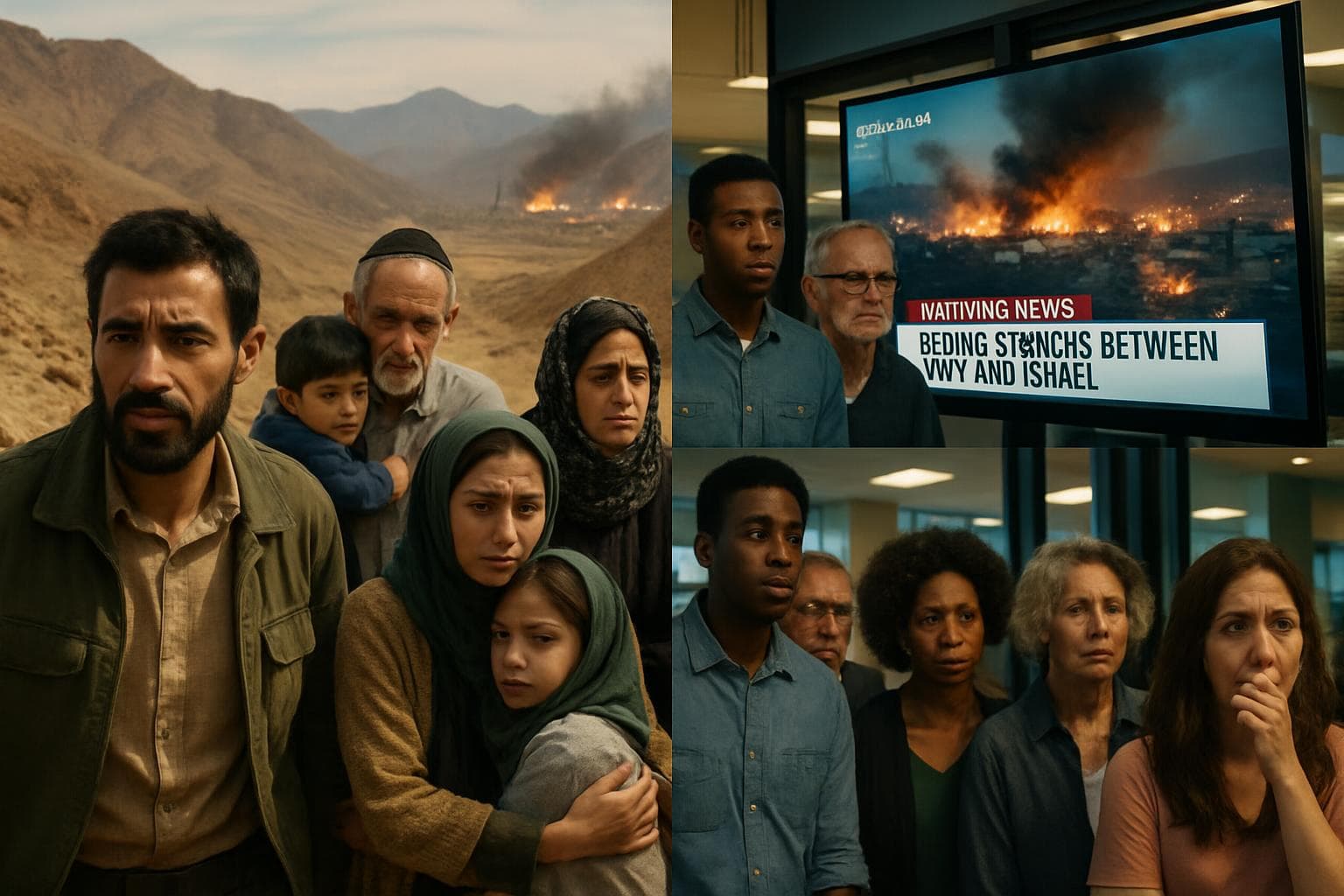 Iranian and Israeli families crossing a mountainous border