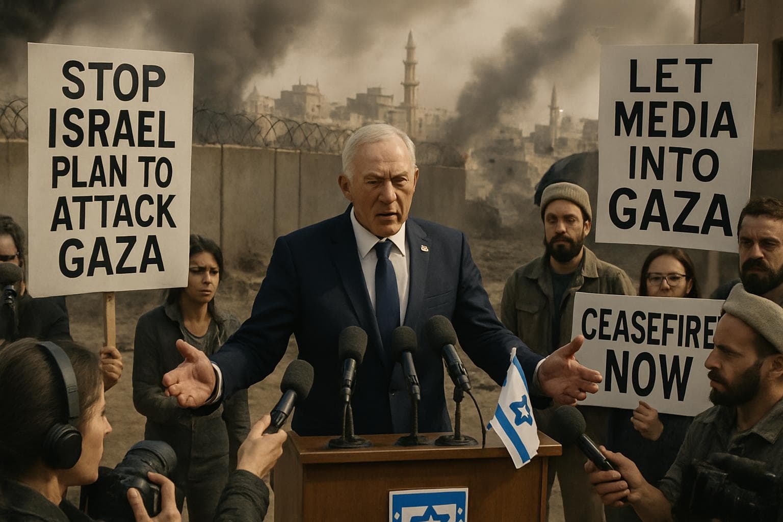 Tense scene with Israel military buildup near Gaza City