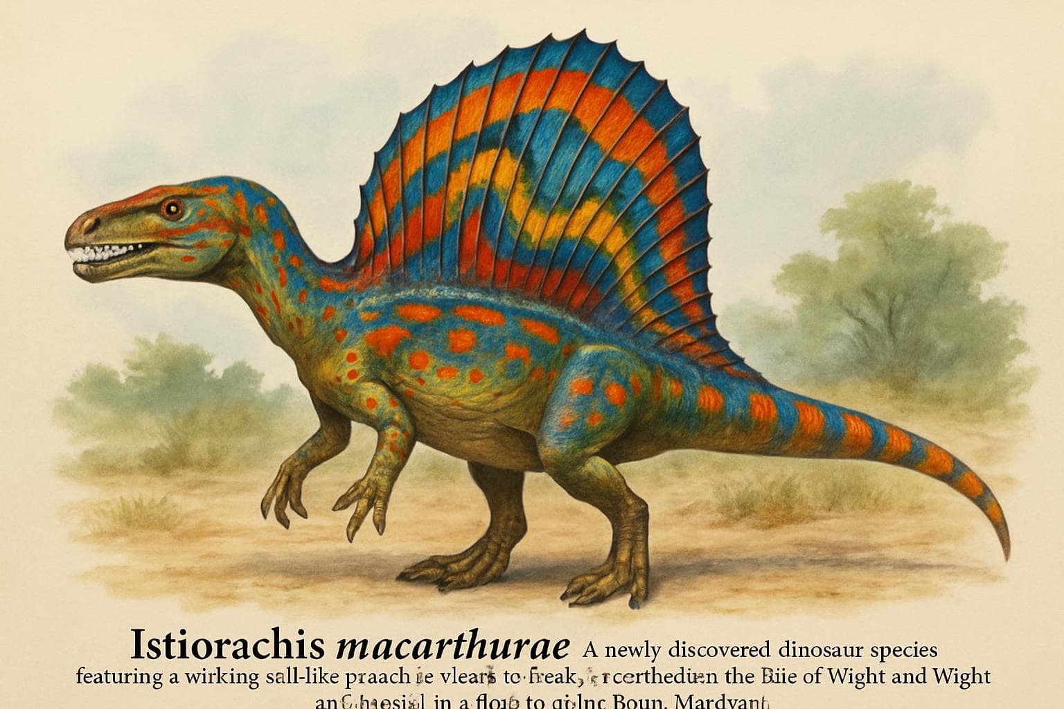 Istiorachis macarthurae dinosaur with sail-like back structure