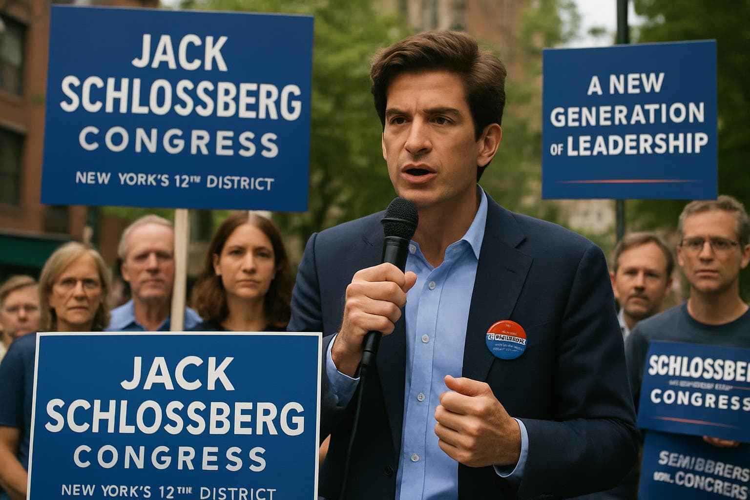 Jack Schlossberg speaking at a campaign event